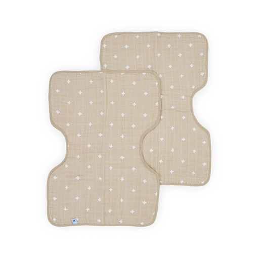 Cotton Muslin Burp Cloth 2 Pack - Taupe Cross |  | Safari Ltd®
