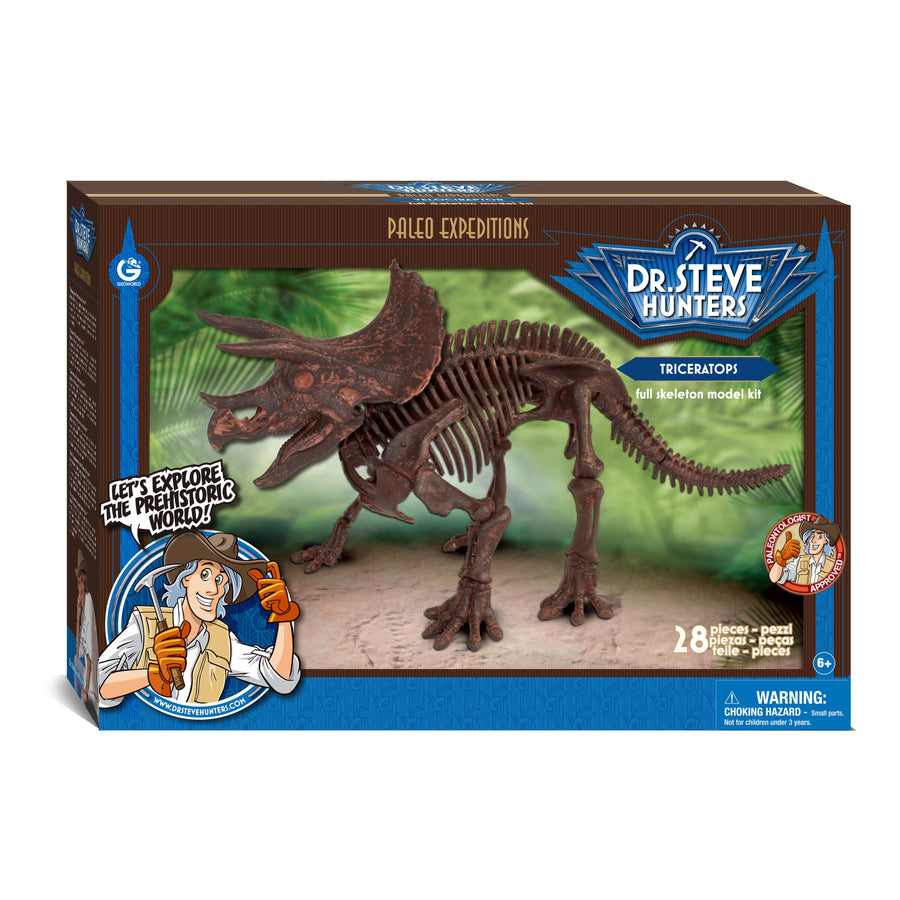 Dr. Steve Hunters GEOWorld Paleo Expedition Triceratops Replica Skeleton Kit - 28 pieces | | Safari Ltd®