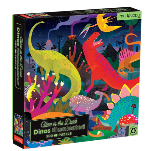 Dinosaurs Illuminated 500 Piece - Glow in the Dark Family Puzzle - Safari Ltd®