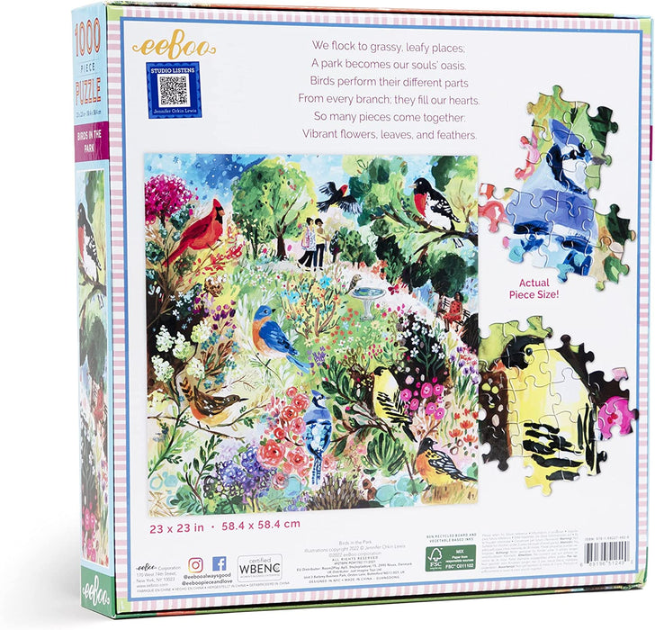 Birds in the Park 1000 Piece Square Puzzle | Eeboo | Safari Ltd®