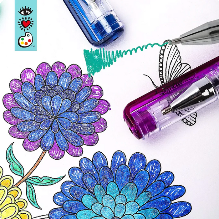 iHeartArt 12 Glitter Gel Pens | Bright Stripes | Safari Ltd®