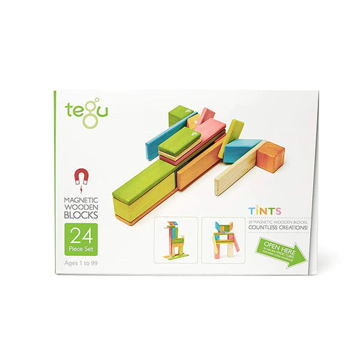 24 Piece Magnetic Wooden Block Set | Tints |  | Safari Ltd®