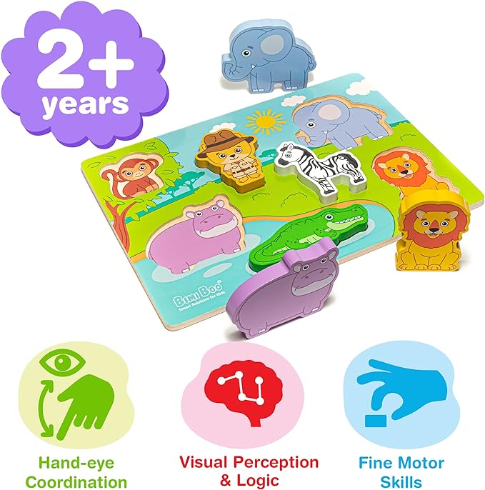 Diset 53439 - Puzzle Safari Forme In Legno Goula - 13 Pezzi Per Bambini 2-5 Anni - Gioco Educativo
