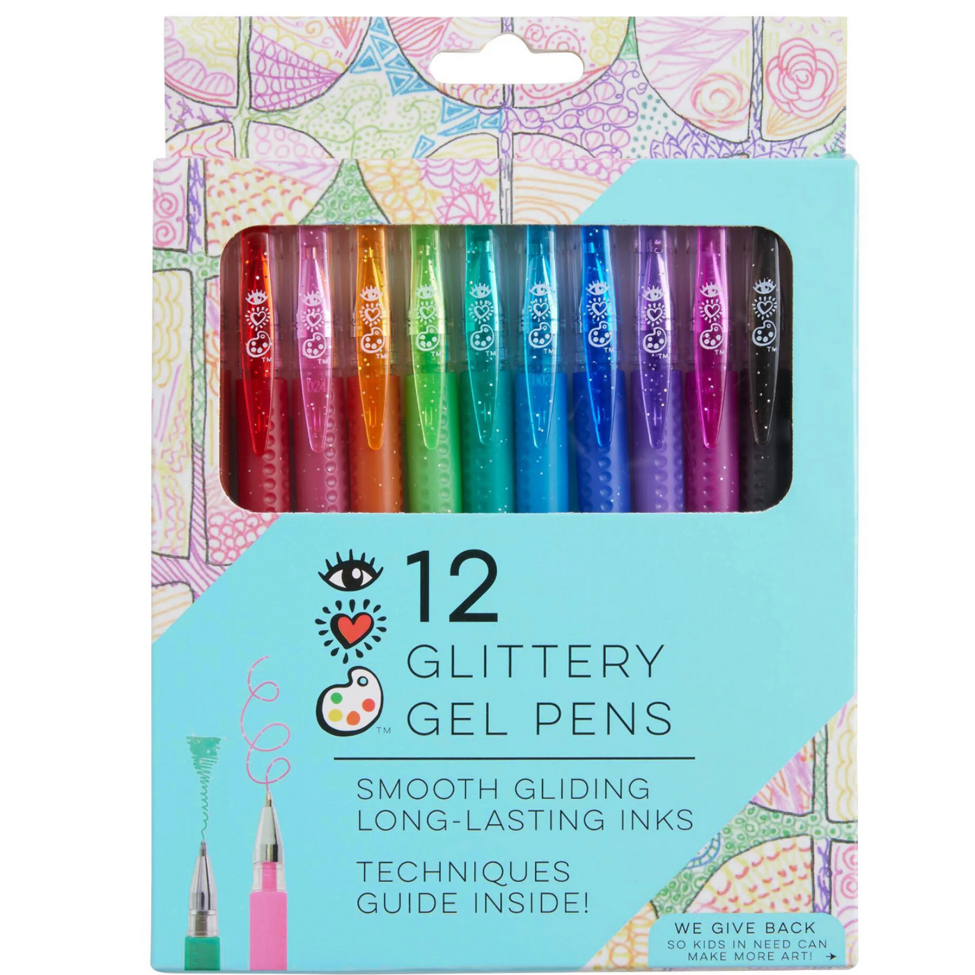 iHeartArt 12 Glitter Gel Pens Bright Stripes Safari Ltd®