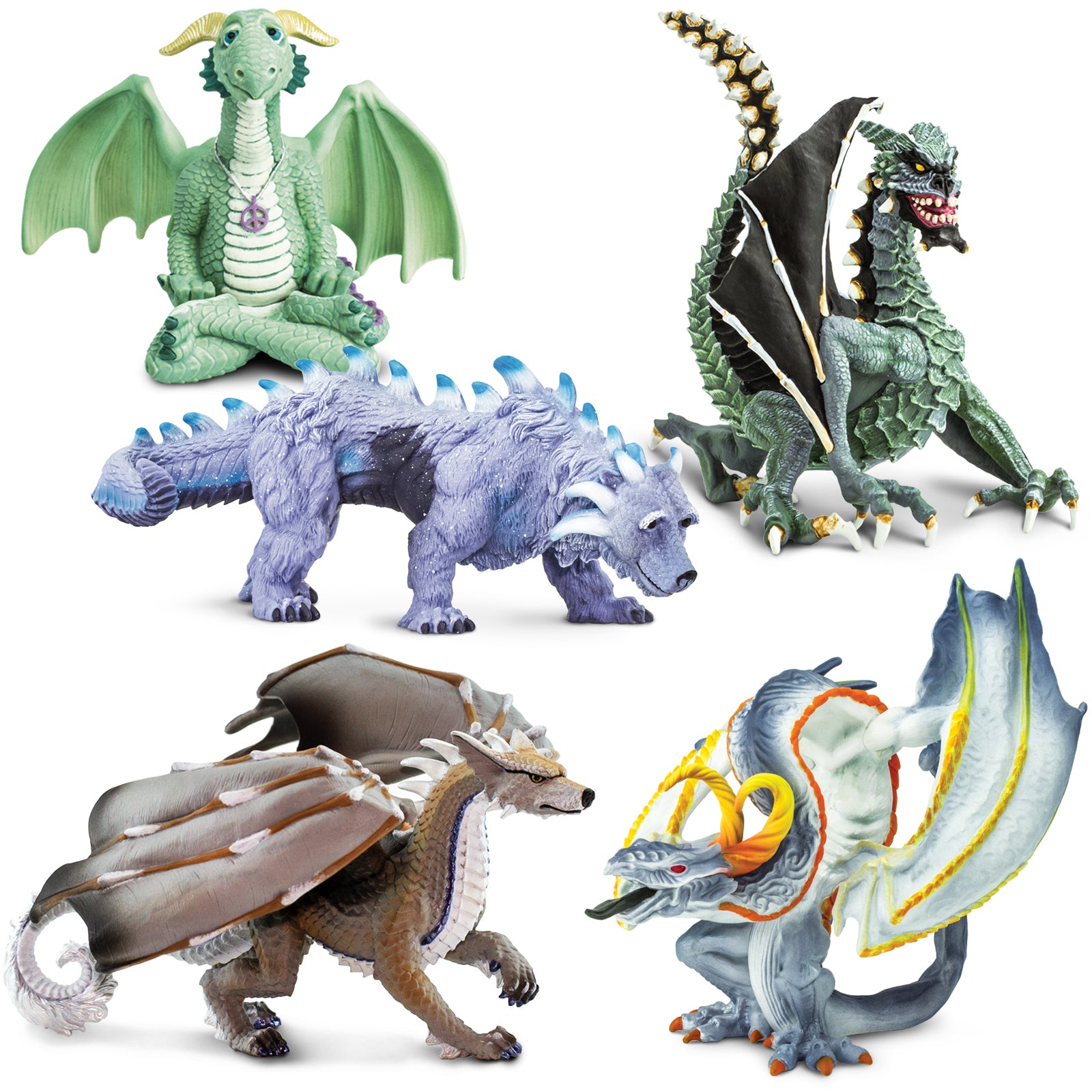 特選 アガベ“貝殻龍（シェルドラゴン）”キュービックフォーム Elemental Dragons 5-Pack | Safari Ltd®