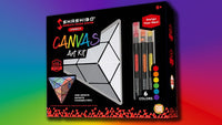 Fun in Motion’s Shashibo DODECA - Canvas Art Kit box features a geometric puzzle design, six vibrant colored markers on display, and bold “Design Your Own!” text set against a rainbow gradient background—making it the perfect craft kit to spark imaginative geometric creativity.
