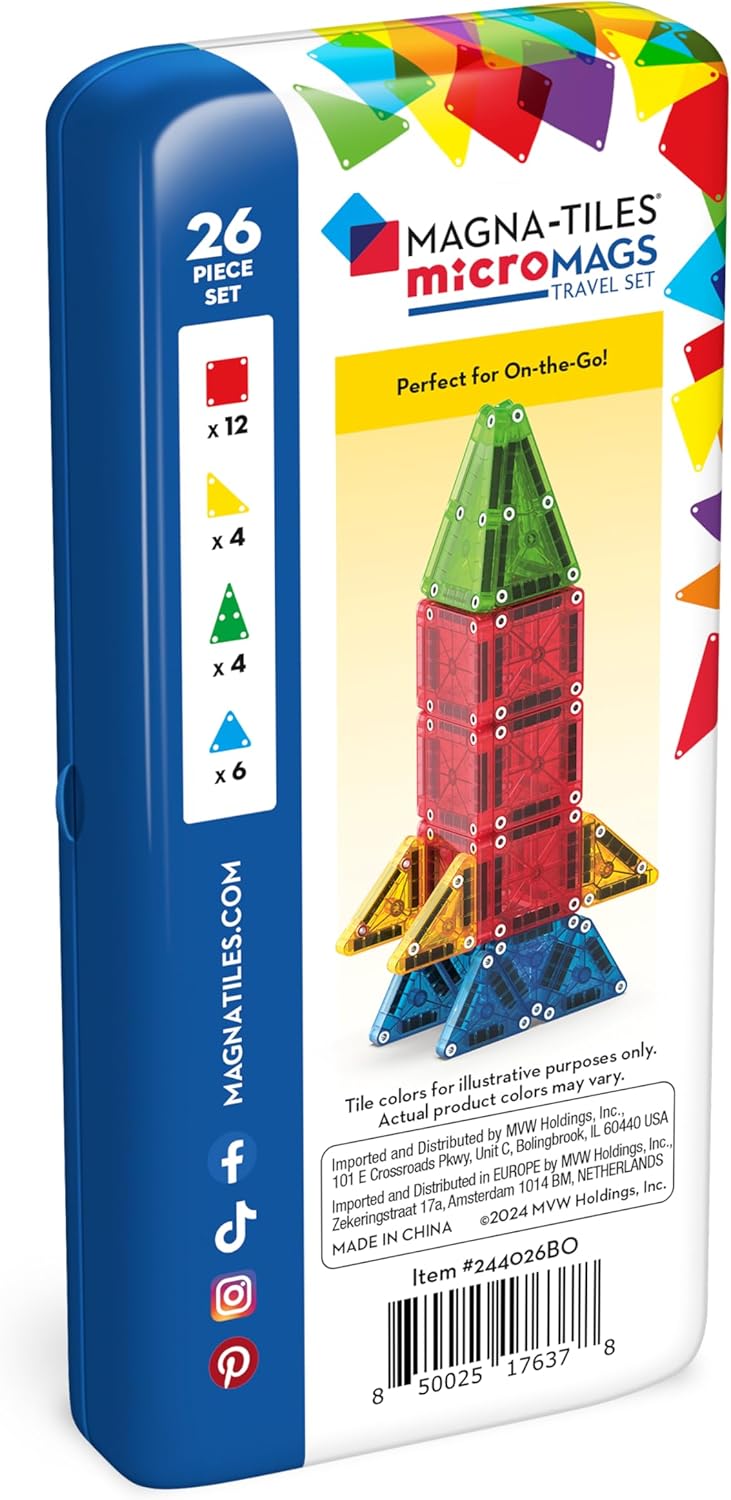 Magna-Tiles microMAGS 26 Pc Travel Magnetic Building Set |  | Safari Ltd®
