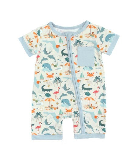 Explore Florida Souvenir Bamboo Baby Shortie Romper Jumpsuit 12-18 |  | Safari Ltd®