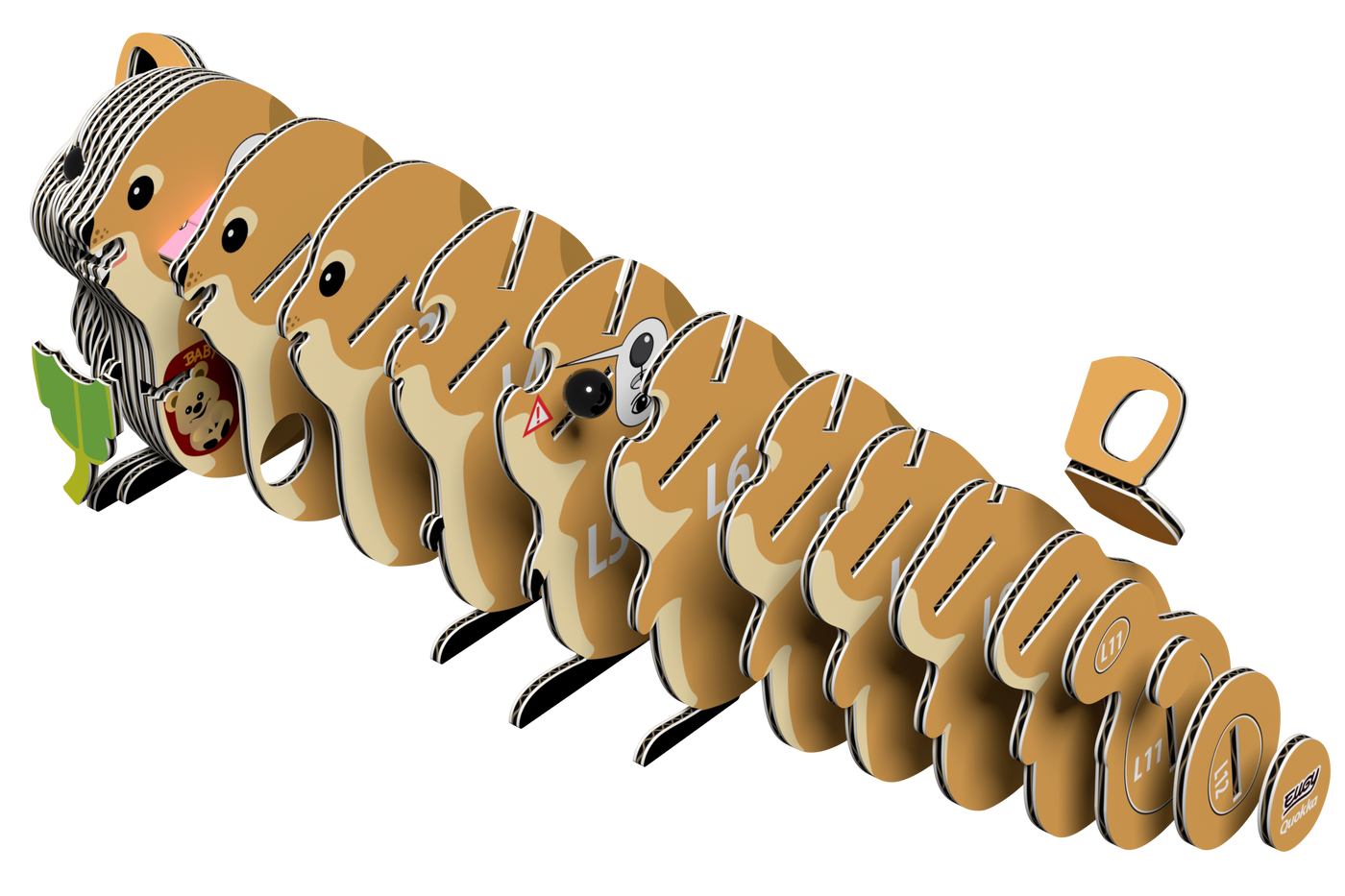 A row of 3D cartoon quokka figures from the Eugy EUGY Quokka 3D Puzzle forms the word TECHNOLOGY; the first quokka wears glasses and holds a leaf, while the letter Y stands apart from the rest. This cheerful display captures both the fun and educational spirit of a STEM toy or eco-friendly 3D puzzle.