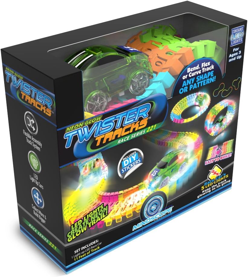 Mindscope Twister Tracks - Neon Glow-in-the-Dark Race Track |  | Safari Ltd®