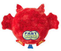 Meet the 10" Fart Monsters: Zipper (Cherry Scent) plush from Scentco—a round, fluffy red monster with horns, wings, small feet, and a "Fart Monsters" label on its front. This cherry-scented collectible makes a quirky and unique gift for fans of fun stuffed toys.