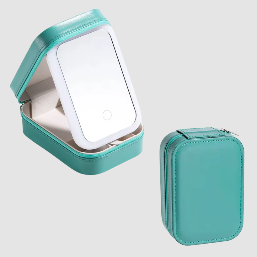 Little Miss Zoe LED Light Mirror Jewelry Case - Green