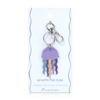 Lucky Feather Ocean Life Silver Keychain - Jellyfish