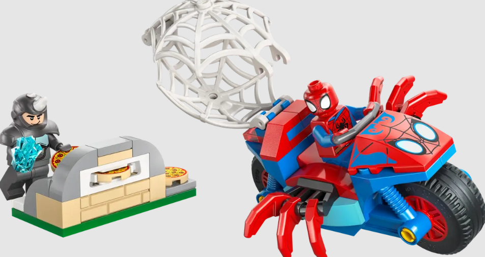 Lego Spidey on his Motorcycle vs. Rhino |  | Safari Ltd®