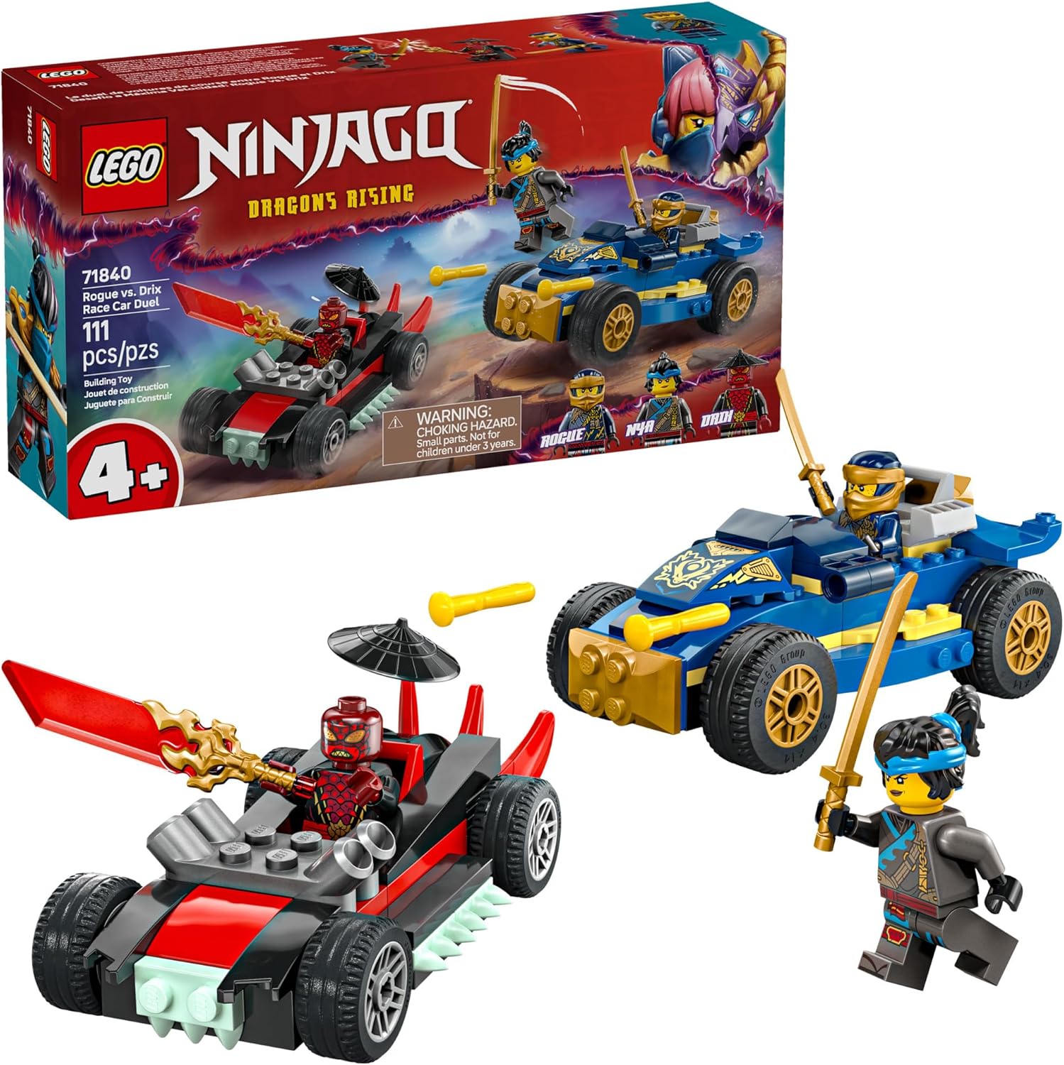 LEGO Ninjago Rogue vs. Drix Race Car Duel Building Toy Set 71840