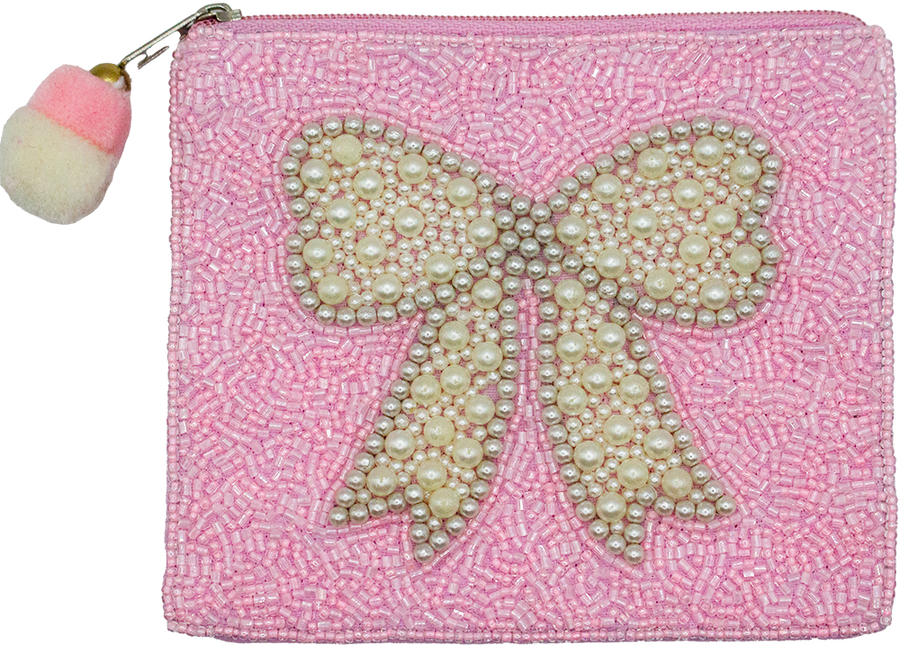 La Chic Designs Pearl Bow Beaded Coin Pouch
