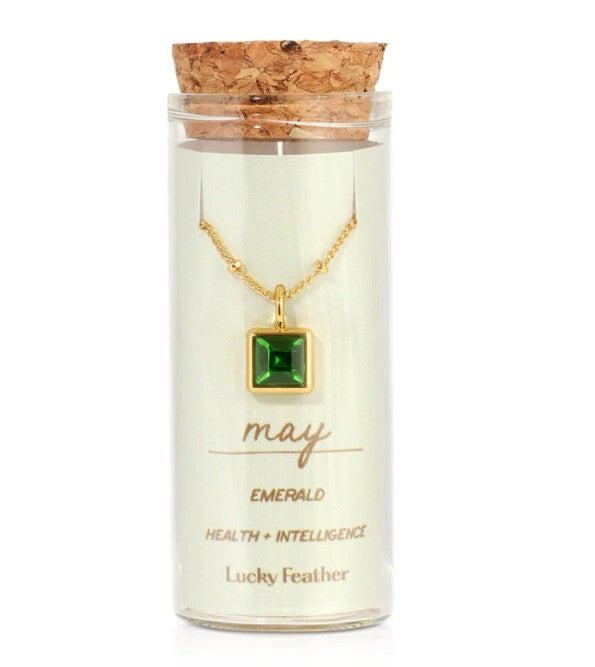 Birthstone Bottle Necklace - Gold - May |  | Safari Ltd®