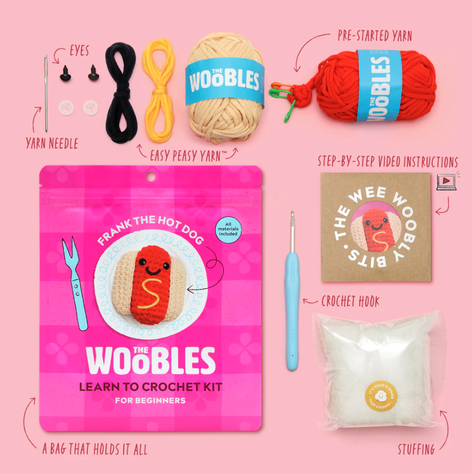 Frank the Hot Dog - Woobles Beginner Crochet Amigurumi Kit
