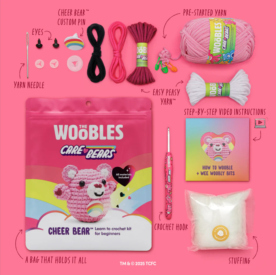 Care Bear Cheer Bear - Woobles Beginner Crochet Amigurumi Kit |  | Safari Ltd®