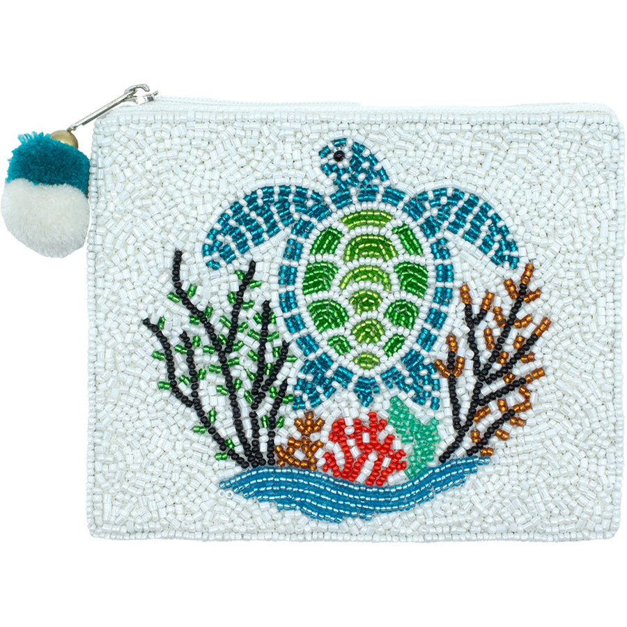 La Chic Designs Sea Turtle Beaded Coin Pouch