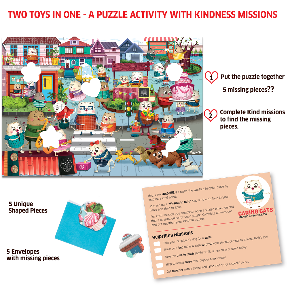 Chalk & Chuckles Caring Cats Helpfilli Activity Puzzle |  | Safari Ltd®