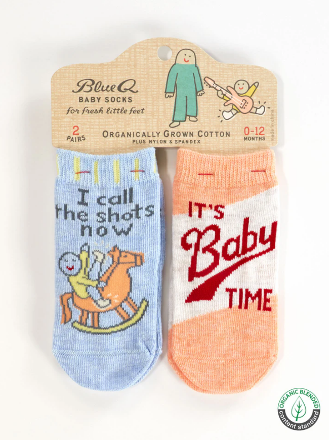 Blue Q Baby Socks - I Call The Shots Now / It's Baby Time