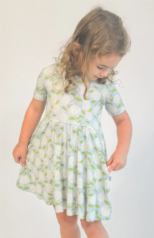 Goosies Short Sleeve Pocket Dress - Hydrangeas