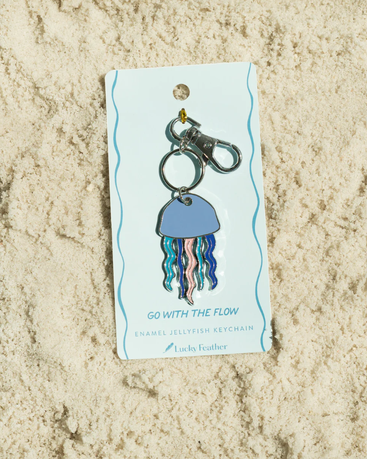 Lucky Feather Ocean Life Silver Keychain - Jellyfish