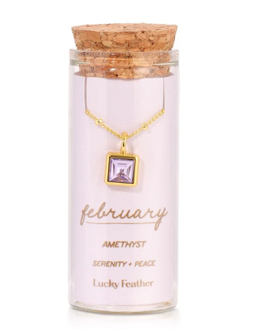 Birthstone Bottle Necklace - Gold - February |  | Safari Ltd®