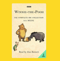 Cover of Yoto Winnie-the-Pooh: The Complete BBC Collection by Yoto, featuring illustrated Pooh, Eeyore, Piglet, and Tigger on a yellow background—ideal for listening on your Yoto Player.