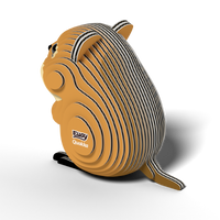 The Eugy EUGY Quokka 3D Puzzle is an eco-friendly, layered cardboard model featuring brown, white, and black detailing. Depicting a quokka sitting on its hind legs and facing left, this educational STEM toy has "EUGY Quokka" written on its side and is suitable for all ages.