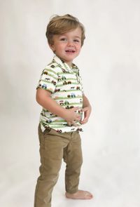 Goosies Short Sleeve Polo Shirt - Farm Stripes