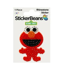 A StickerBean Elmo rhinestone sticker featuring the beloved Sesame Street character with a red body, orange nose, and big eyes, packaged on StickerBean-branded “Rhinestone Sticker” backing.