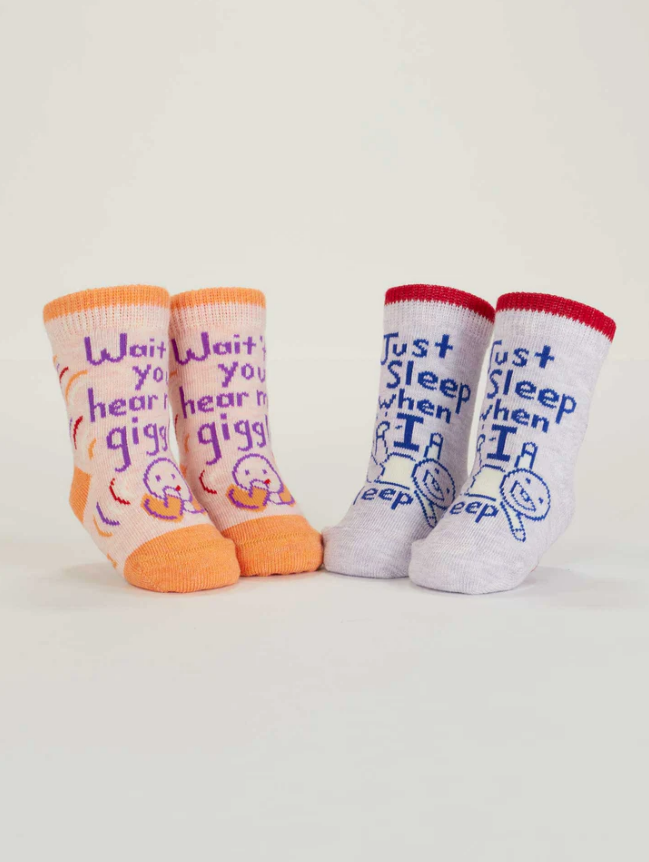 Blue Q Baby Socks - Wait Til You Hear Me Giggle / Just Sleep When I Sleep