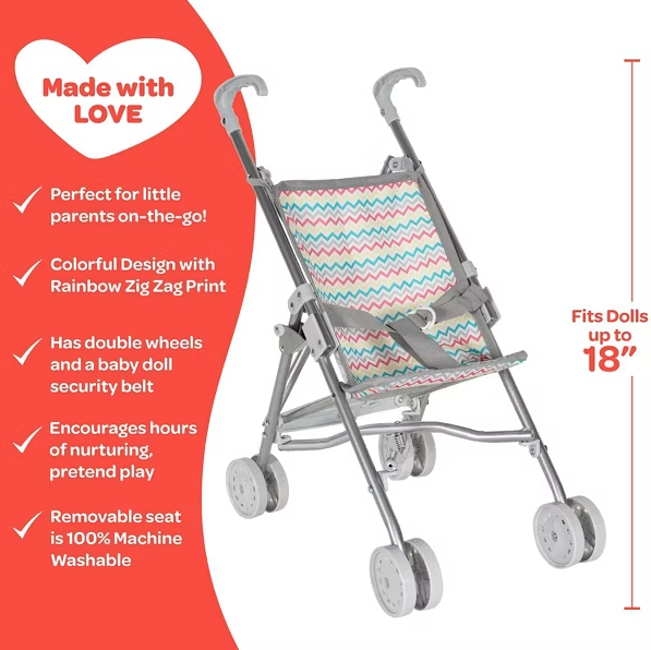 Adora Zig Zag Mini Umbrella Doll Stroller |  | Safari Ltd®