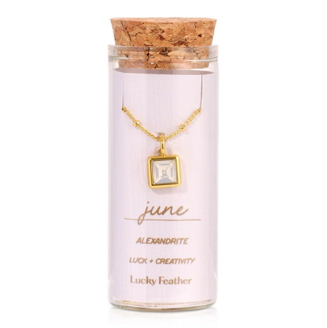 Birthstone Bottle Necklace - Gold - June |  | Safari Ltd®
