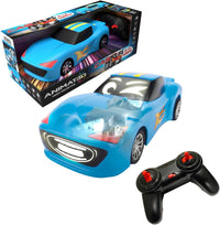 Animat3d Talking Animated RC Race Car with Built-in Projector & Speaker - BLUE