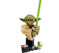 Sure! Here’s a rewritten sentence using your product data and incorporating the integrated keywords: The LEGO 75438 Yoda Bust by LEGO is a striking Star Wars collectible, showcasing a highly detailed model of Yoda with his legendary green lightsaber. Presented on a sturdy display base with an official nameplate and accompanied by a miniature Yoda minifigure, this impressive display piece is ideal for any Star Wars fan or collector.