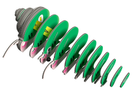 The Eugy EUGY Snail 3D Puzzle by Eugy features green, numbered spiral shell sections (L1-L10) decreasing in size, threaded on a rope with two beads. This eco-friendly toy offers a fun, educational snail-building experience.