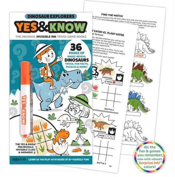 Yes & Know Invisible Ink Trivia Game Books- Dinosaurs