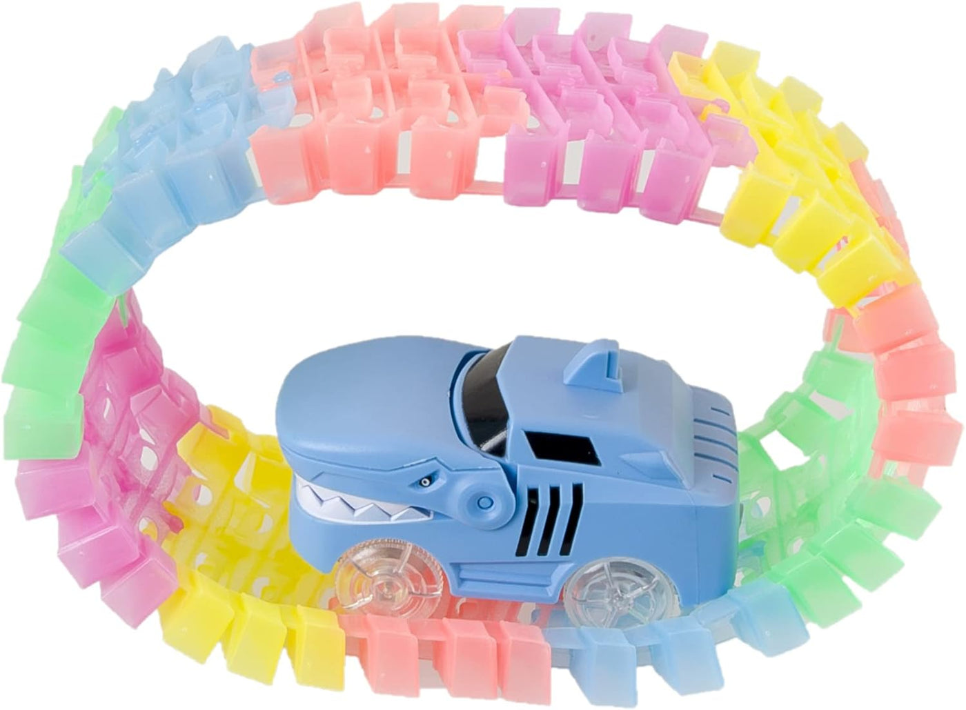 Mindscope Twister Tracks - Shark Series Neon Glow-in-the-Dark Race Track