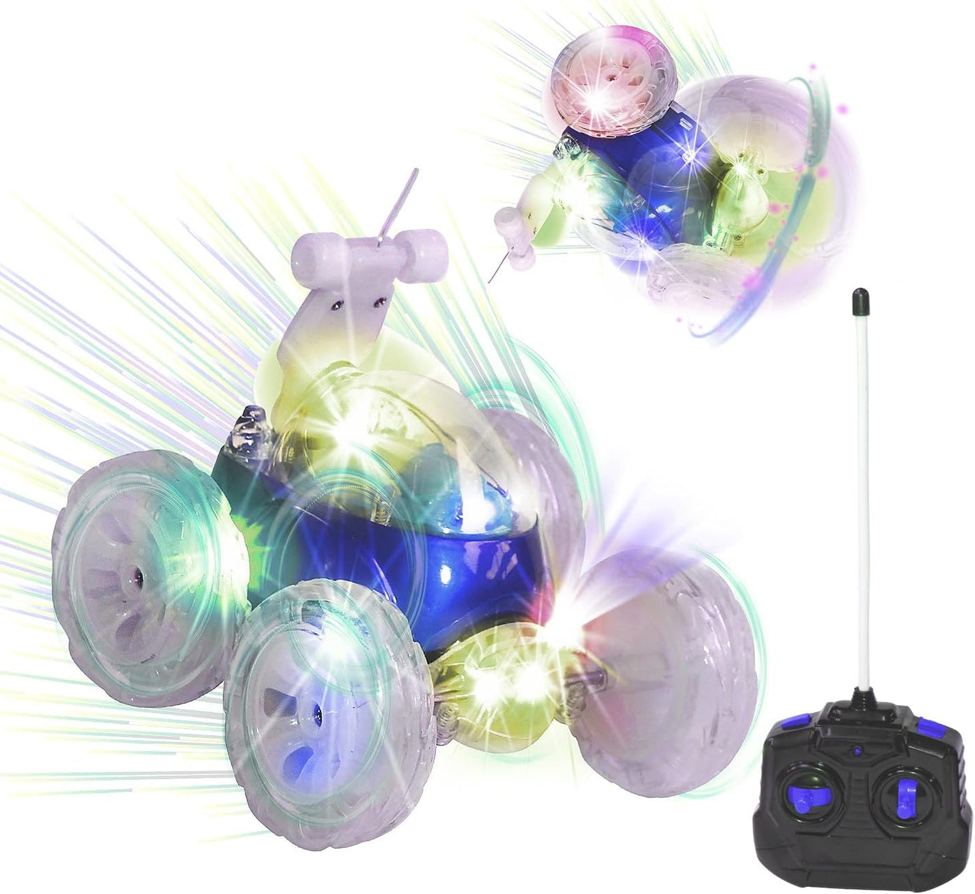 Mindscope Turbo Twisters LED Light-Up RC Stunt Vehicle - BLUE |  | Safari Ltd®