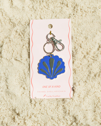 Lucky Feather Ocean Life Silver Keychain - Scallop Shell