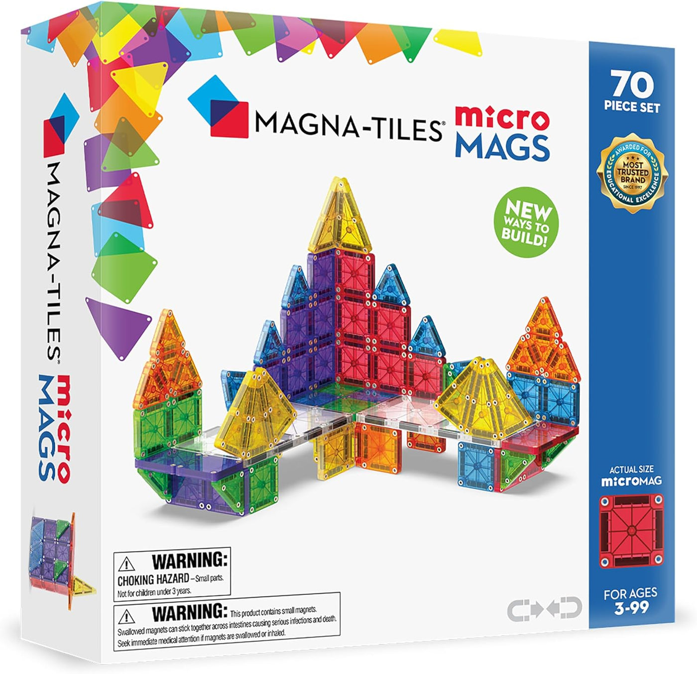 Magna-Tiles 70 Pc microMAGS Deluxe Magnetic Building Set |  | Safari Ltd®