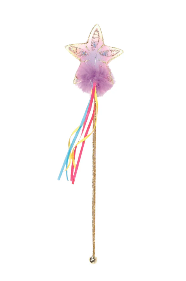 Great Pretenders Glitter Rainbow Wand, Gold w/ Multicolor ribbons |  | Safari Ltd®
