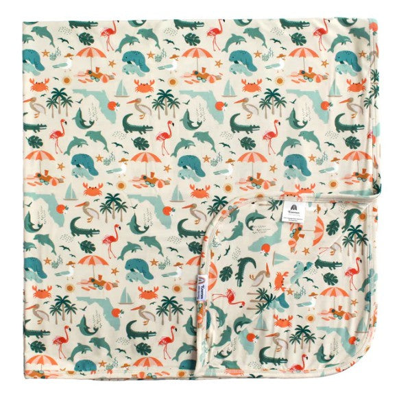 Explore Florida Luxury Bamboo Blanket | Beige/Multi / Small |  | Safari Ltd®