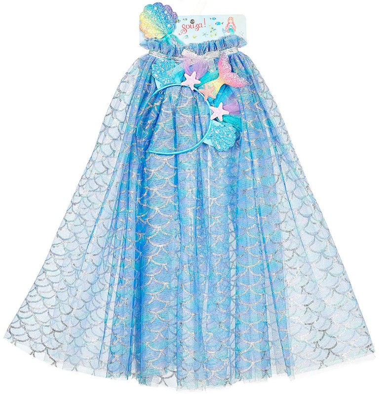 Marlya Marlya Mermaid Costume Cape Set with Headband & Wand 5-7 years |  | Safari Ltd®