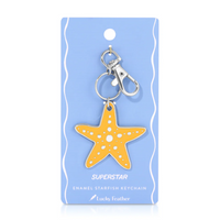 Lucky Feather Ocean Life Silver Keychain - Starfish