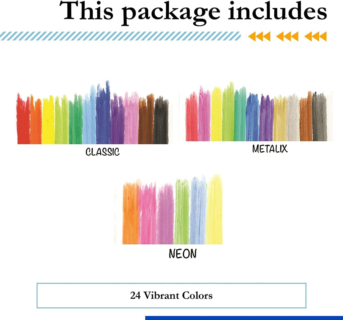 KwikStix Tempera Paint 24 Pack Classic, Metalix, Neon Colors