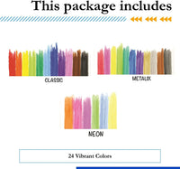 KwikStix Tempera Paint 24 Pack Classic, Metalix, Neon Colors